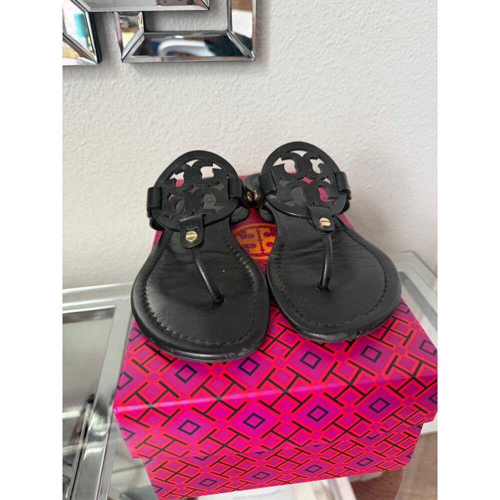 Tory Burch Miller Sandals Black Patent Size 8.5 - Picture 2 of 5